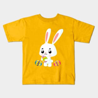 Easter bunny with colored eggs Kids T-Shirt